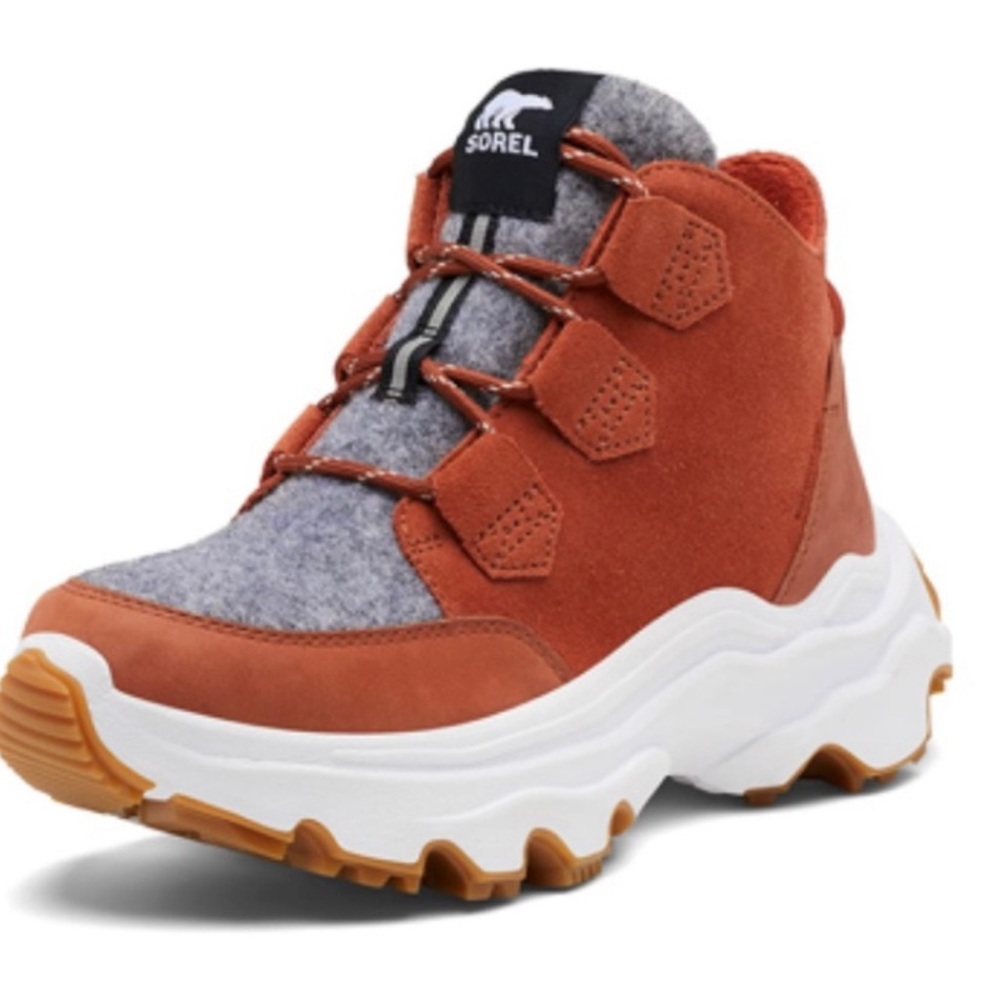 NEW Sorel Women's Kinetic Breakthru Caribou WP
Boot Warp Red, Size 9.5